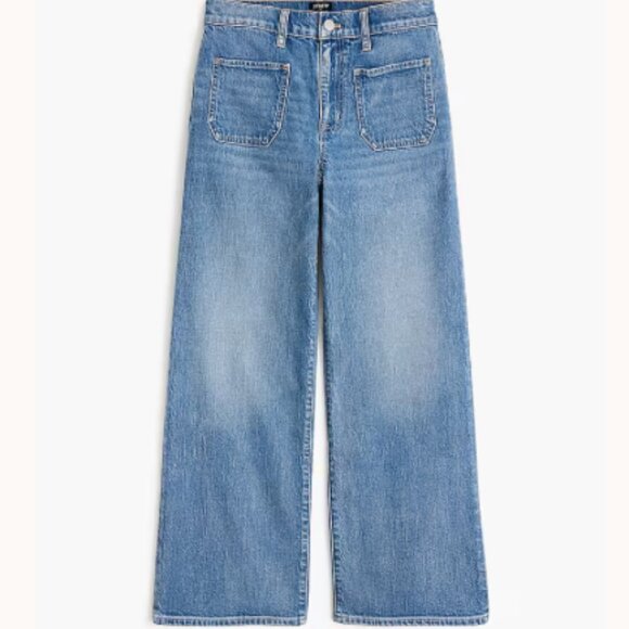 NWT J. Crew Patch Pocket Wide-Leg Crop All-Day Stretch Jeans - Size 28 - Picture 1 of 5